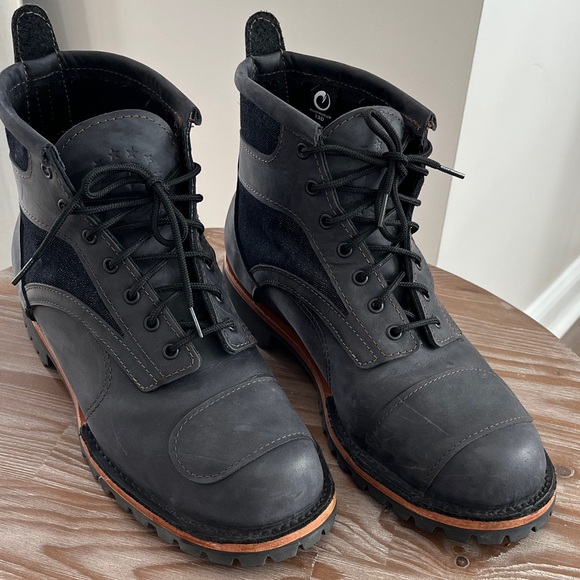 Origin USA Black Leather Men's Moto Boot